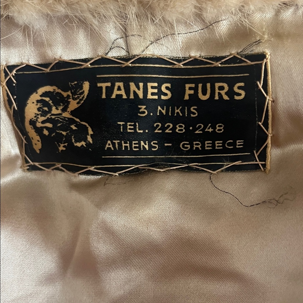 Vintage Tanes Furs Beige Fur Shawl